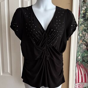 Chic Black Ruched Women's Blouse